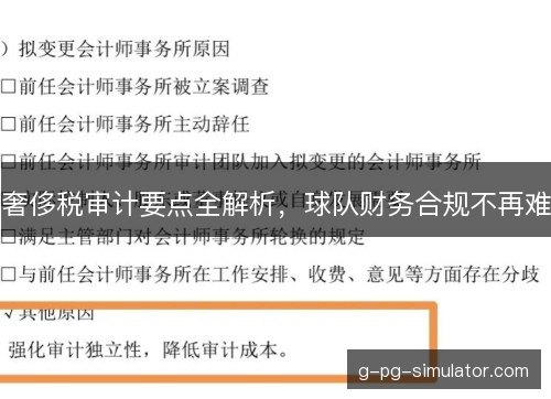 奢侈税审计要点全解析,球队财务合规不再难 奢侈税审计要点全解析,球队财务合规不再难